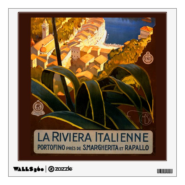 Italian Riviera Europe Italy Travel Poster Wall Sticker (Front)