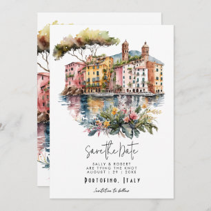 Italian Riviera Portofino save the date card
