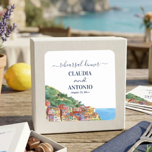 Italian Riviera Rehearsal Dinner Wedding Square Sticker