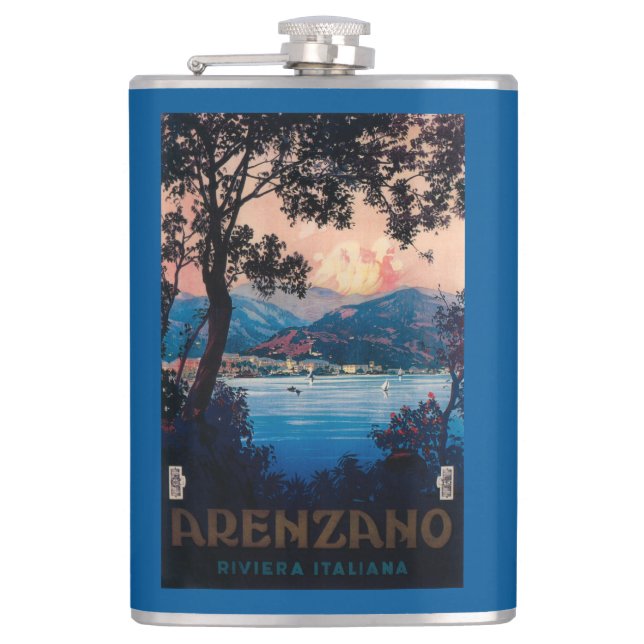 Italian Riviera Travel Poster Flask (Front)