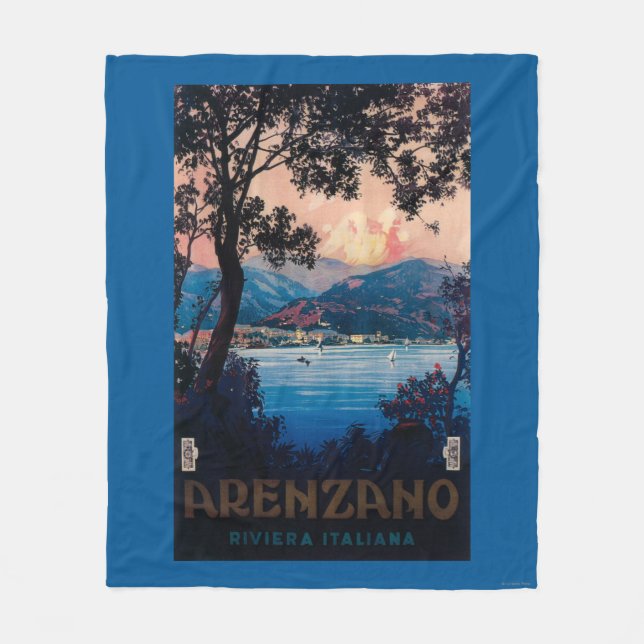 Italian Riviera Travel Poster Fleece Blanket (Front)