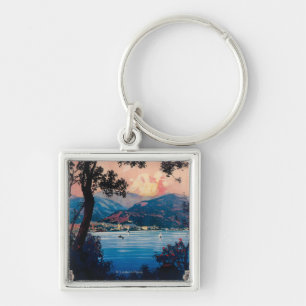 Italian Riviera Travel Poster Keychain