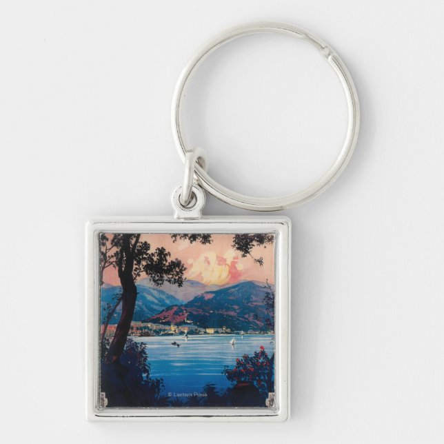 Italian Riviera Travel Poster Keychain (Front)