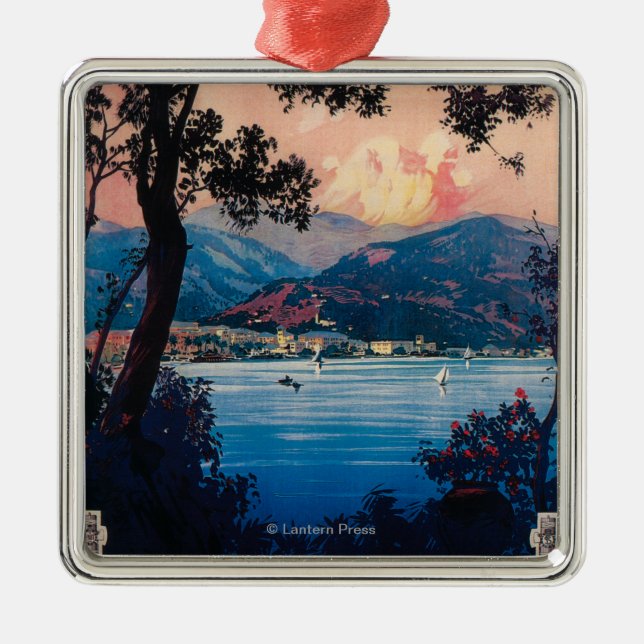 Italian Riviera Travel Poster Metal Ornament (Front)