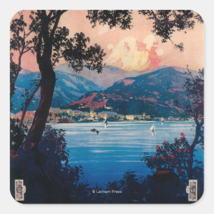 Italian Riviera Travel Poster Square Sticker