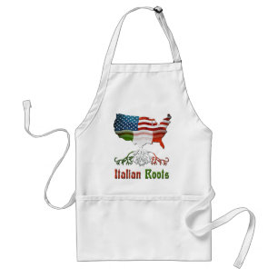Italian Roots, Italian American Flags Adult Apron