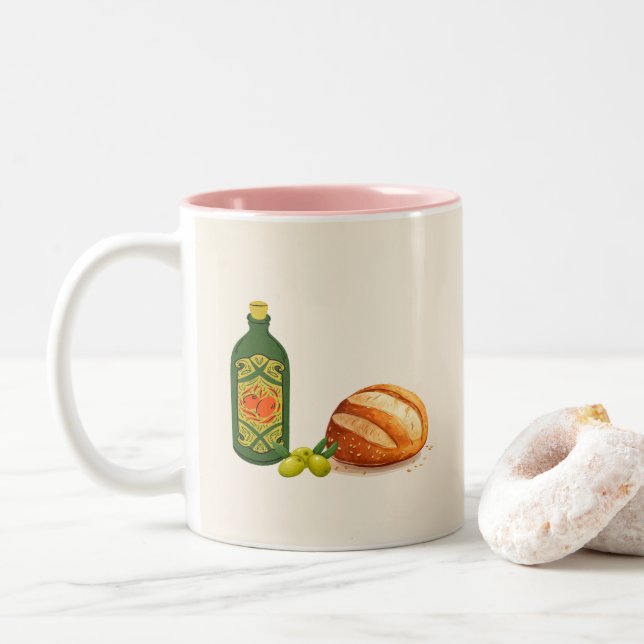 Italian Rustic Two-Tone Coffee Mug (With Donut)