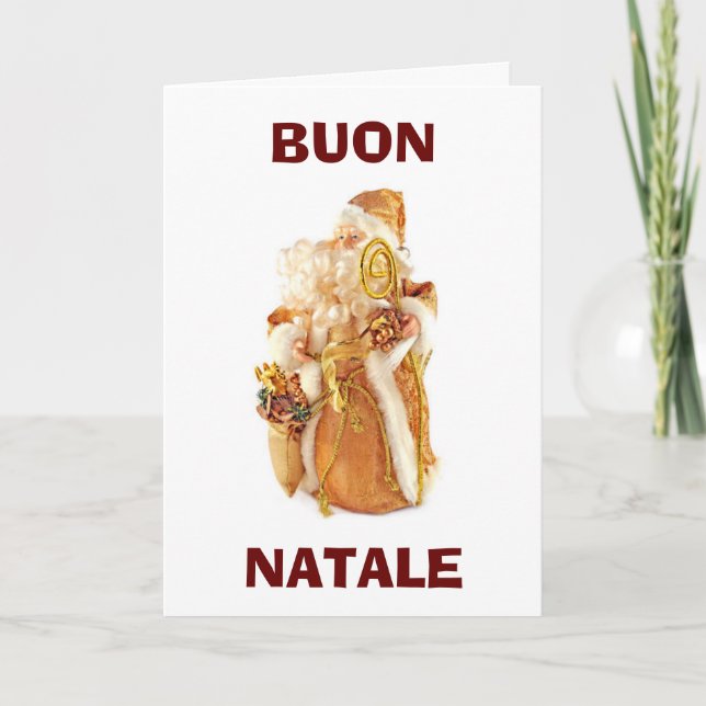 ITALIAN SANTA SAY "NATAL BUON" EATDRINKBEMERRY HOLIDAY CARD (Front)