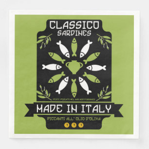 Italian Sardine Art Print Kitchen Gift Paper Dinner Napkins
