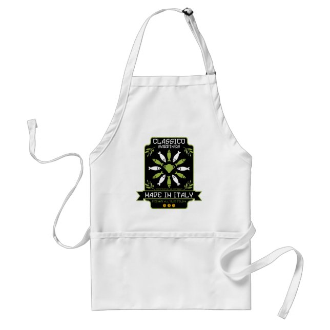Italian Sardines Art Print Kitchen Gift Adult Apron (Front)