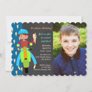 Italian scooter Birthday Party photo invitation