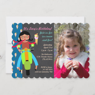 Italian scooter Birthday Party photo invitation