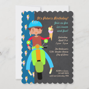Italian scooter boy Birthday Party invitation