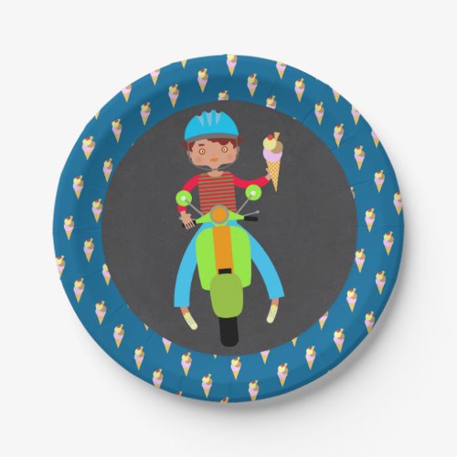 Italian scooter boy Birthday Party Paper Plates