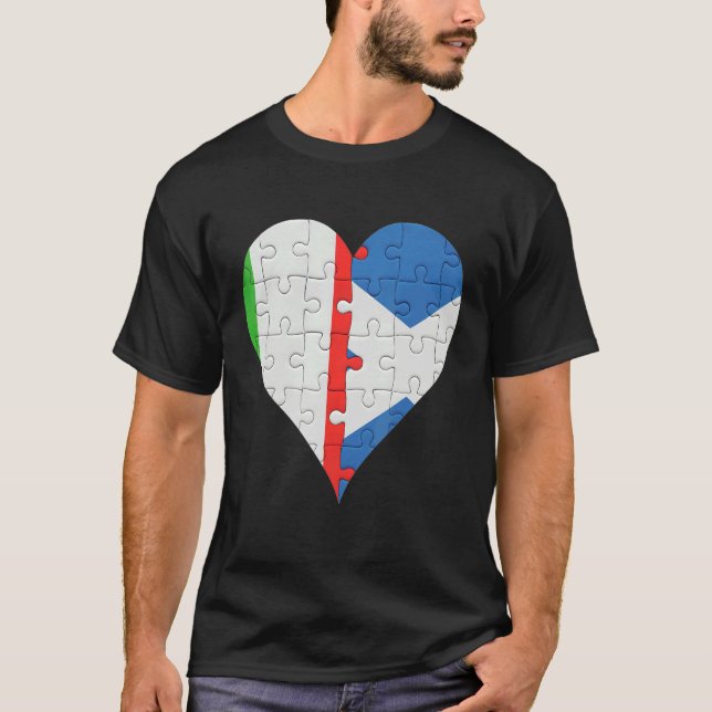 Italian Scottish Flag Heart T-Shirt (Front)