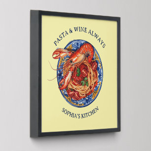Italian Seafood Lobster Pasta, Sicilian Wall Art Peel And Stick Photo Tile