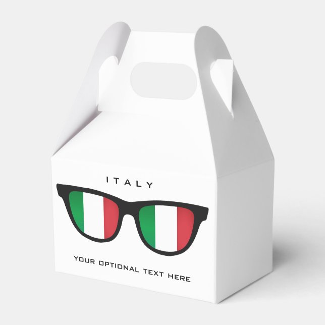 Italian Shades custom text & color favor box (Front Side)