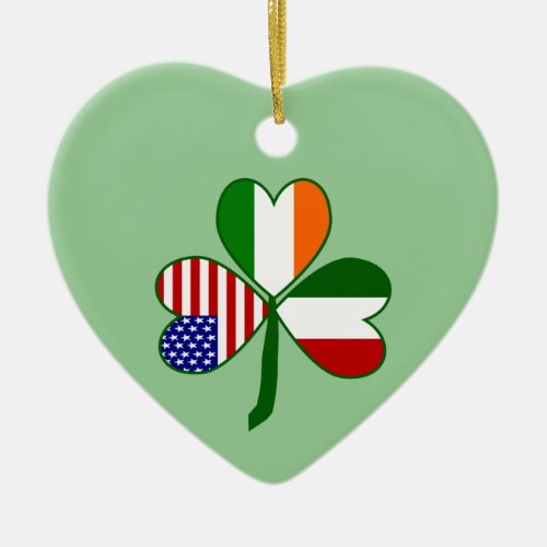 Italian Shamrock Green Background Ceramic Ornament