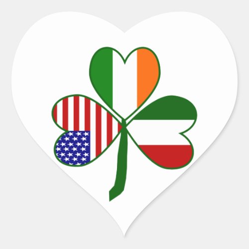 Italian Shamrock Heart Sticker