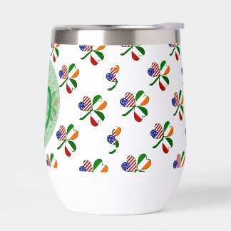 Italian Shamrock Kelly Green Personalization Thermal Wine Tumbler