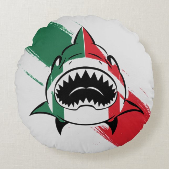 Italian Shark Round Pillow (Front)