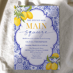 Italian She Found Her Main Squeeze Bridal Shower Invitation