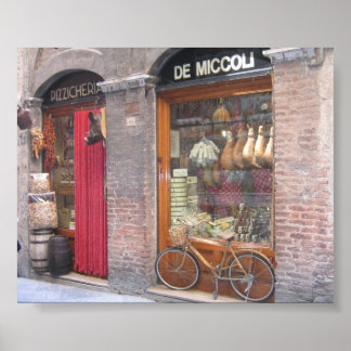 Italian Shop with a Bike Poster
