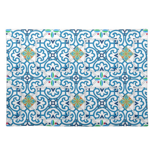 Italian,Sicilian art,majolica,tiles,Moroccan tiles Cloth Placemat (Front)