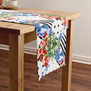 Italian,Sicilian art,patchwork,summer Flowers Short Table Runner