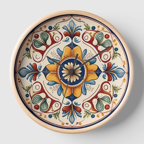 Italian Sicilian ceramic design wall clock