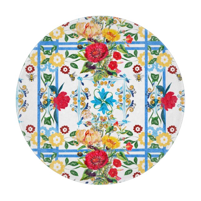 Italian,Sicilian,floral,majolica pattern   Cutting Board (Front)