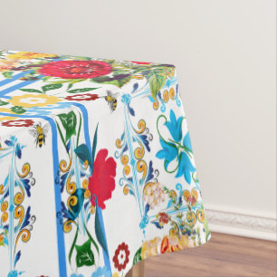 Italian,Sicilian,floral,majolica pattern Tablecloth