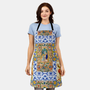 Italian,Sicilian,holy Mary,Virgin Mary,maiolica Apron