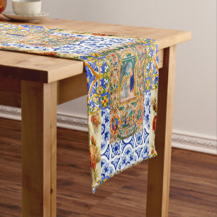 Italian,Sicilian,holy Mary,Virgin Mary,maiolica Short Table Runner