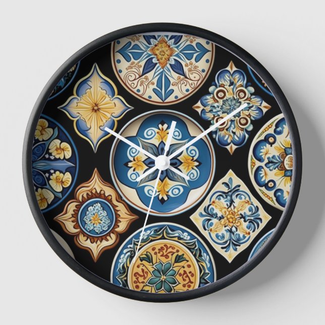 Italian Sicilian pattern wall clock (Front)
