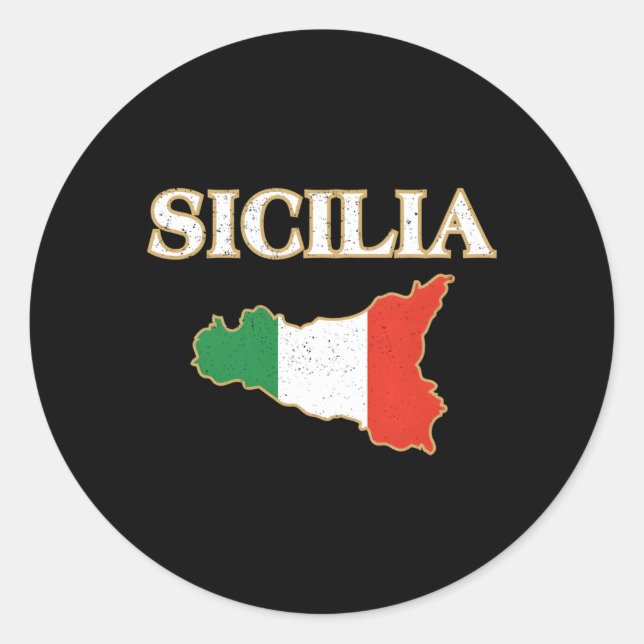 Italian Sicily Map Sicilia Sicilian Classic Round Sticker (Front)