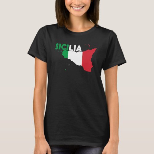 Italian Sicily Map Sicilia Sicilian T_Shirt