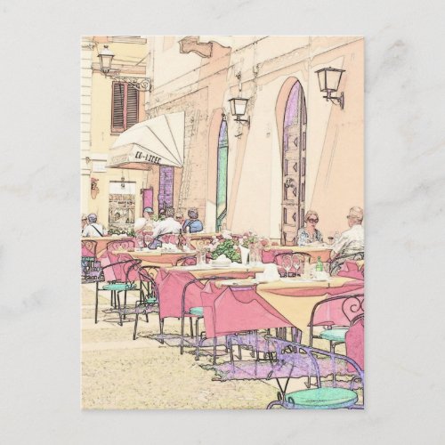 Italian Sidewalk Cafe Postcard