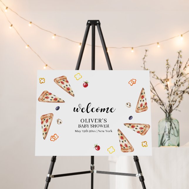 Italian Slice Pizza Baby Shower Welcome Sign (In Situ (Stand))