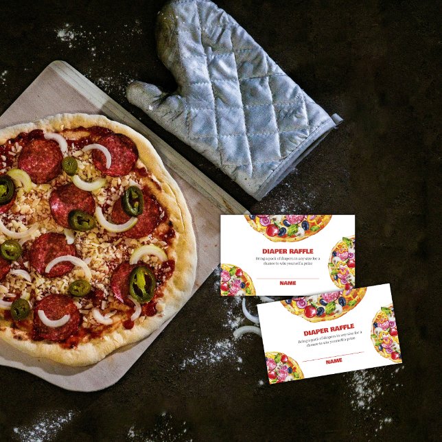 Italian Slice Pizza Diaper Raffle Baby Shower  Enclosure Card (Italian Slice Pizza Diaper Raffle Baby Shower Enclosure Card)