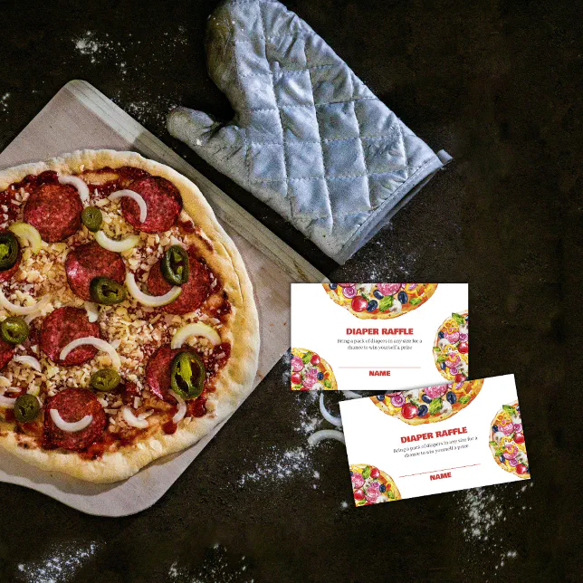 Pizza Raffle Box Italian Slice Pizza Diaper Raffle Baby Shower Enclosure Card | Zazzle
