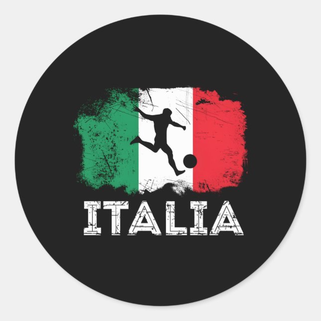Italian Soccer Grunge Flag Classic Round Sticker (Front)