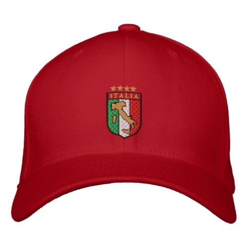 Italian soccer lovers racing red cap