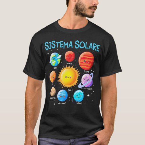 Italian Solar System Cute Anime Faces Planet Space T_Shirt