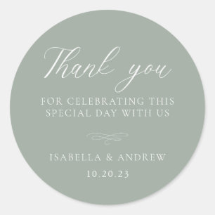 Italian Solid Sage Green Wedding Classic Round Sticker