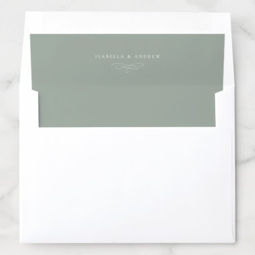 Italian Solid Sage Green Wedding Envelope Liner