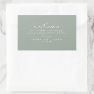 Italian Solid Sage Green Welcome Wedding Rectangular Sticker
