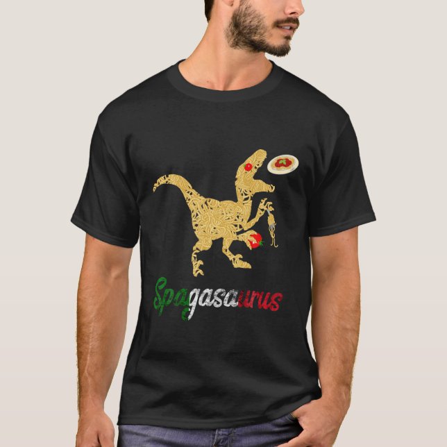 Italian Spaghetti Dinosaurs Funny Pasta Dino Noodl T-Shirt (Front)