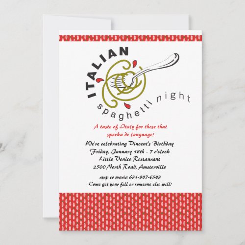 Italian Spaghetti Invitation