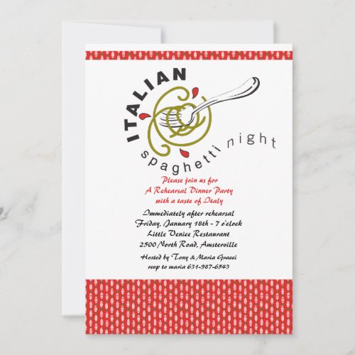 Italian Spaghetti Rehearsal Dinner Invitation
